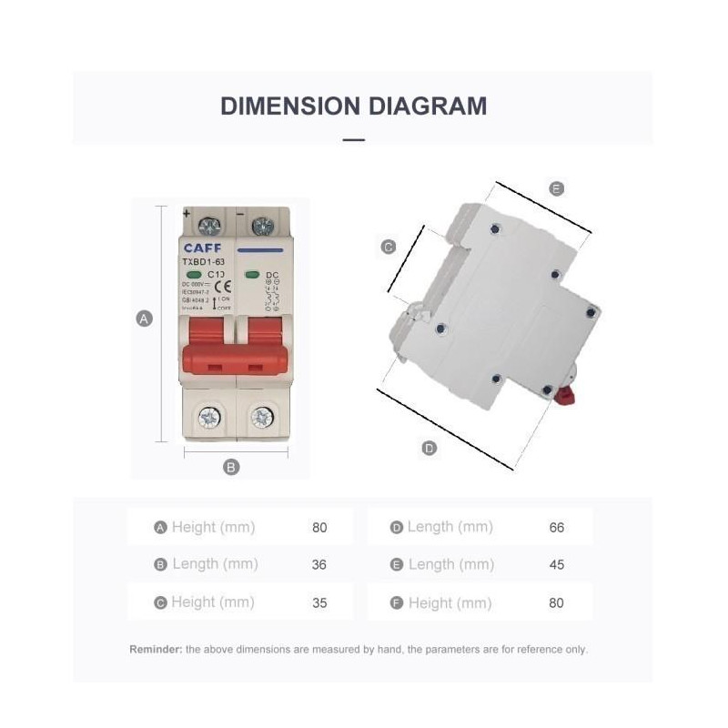 CAFF MCB DC 2P 1000V C63 63A Circuit Breaker Solar PV Panel Surya PLTS